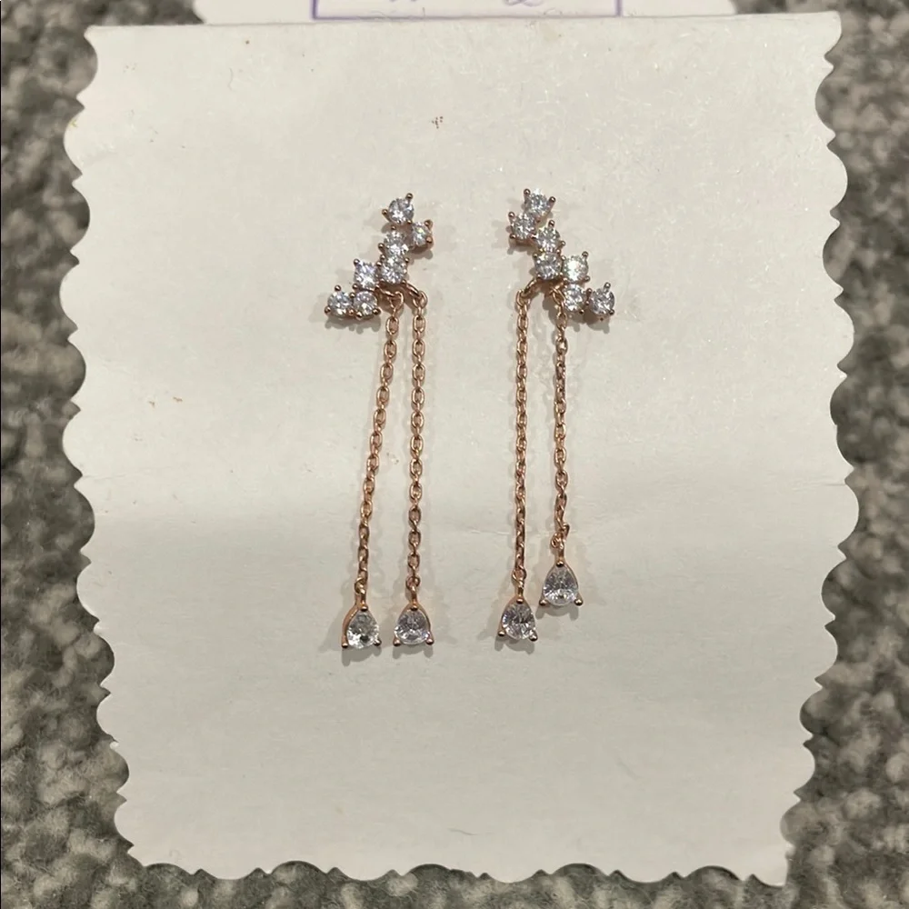 CZ Rose Gold Drop Earrings - Picture 1 of 3